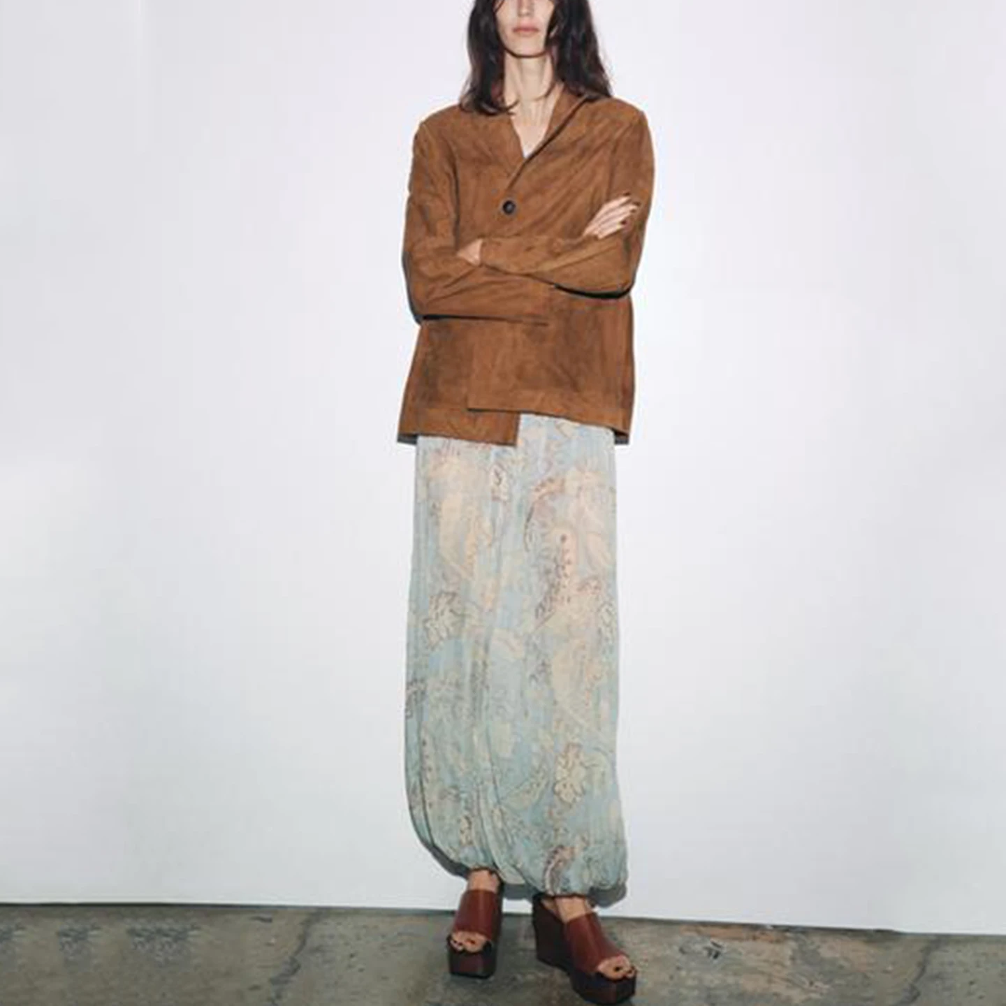

Z Women's Faionable Lantern Pants Soft Tulle High Waist Wide Leg Long Trousers Ele Daily Print 2025 New Arrival