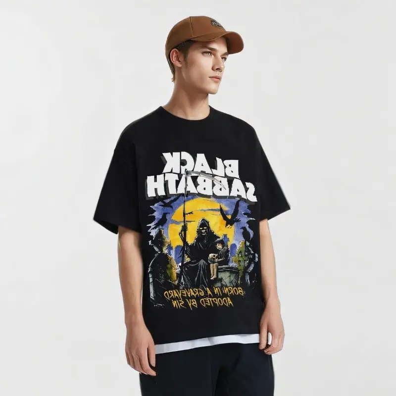 

Black Sabbath Black Sabbath T-shirt, American Street Short-sleeved Vintage Trend By Rock Band