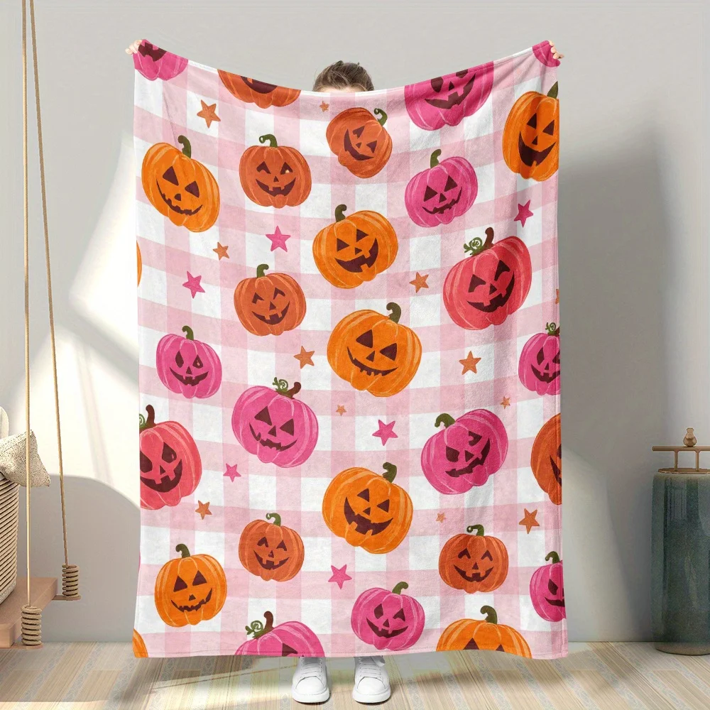 Cute Thanksgiving Pumpkin Print Throw Blanket Cozy Sofa Couch Manta Soft Bed Decor Blanket For Bedroom Living Room
