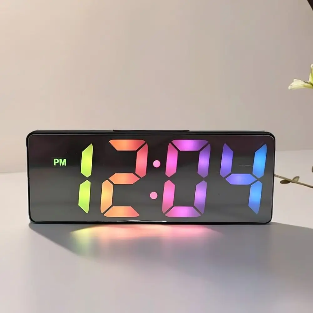 Large Screen LED Digital Clock Borderless Electronic Alarm Calendar Temperature Night Mode Office Decor