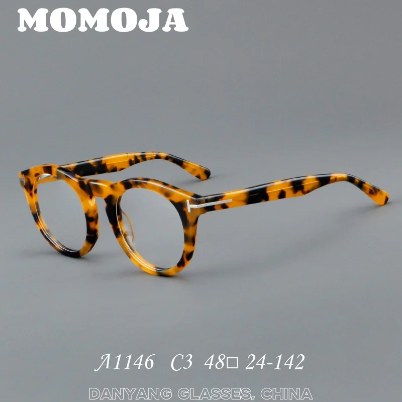 

MOMOJA Acetate Glasses Retro Round Frame Personality Fashion Optical Prescription Eyeglasses Men and Women Hot Sale 1146