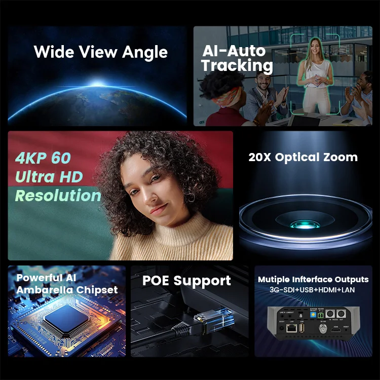 MSProfessional Live Streaming 4K60fps NDI|HX3 POE 36X Zoom Auto Tracking PTZ Camera 4K for Broadcast/Church/Big Events