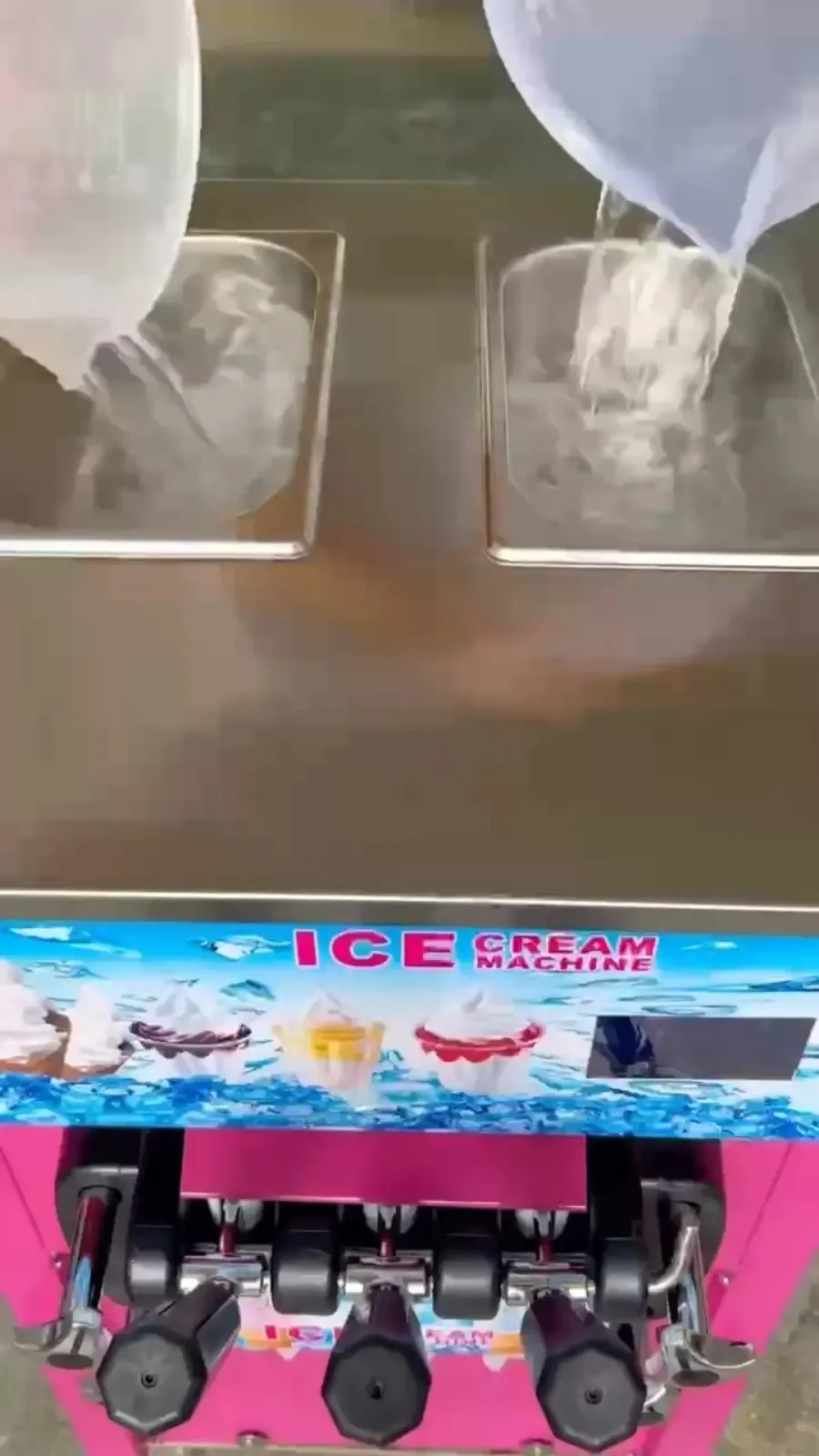 1200W 3 Flavor Steel Commercial Frozen Yogurt Cone Maker Machine Ice Cream Maker