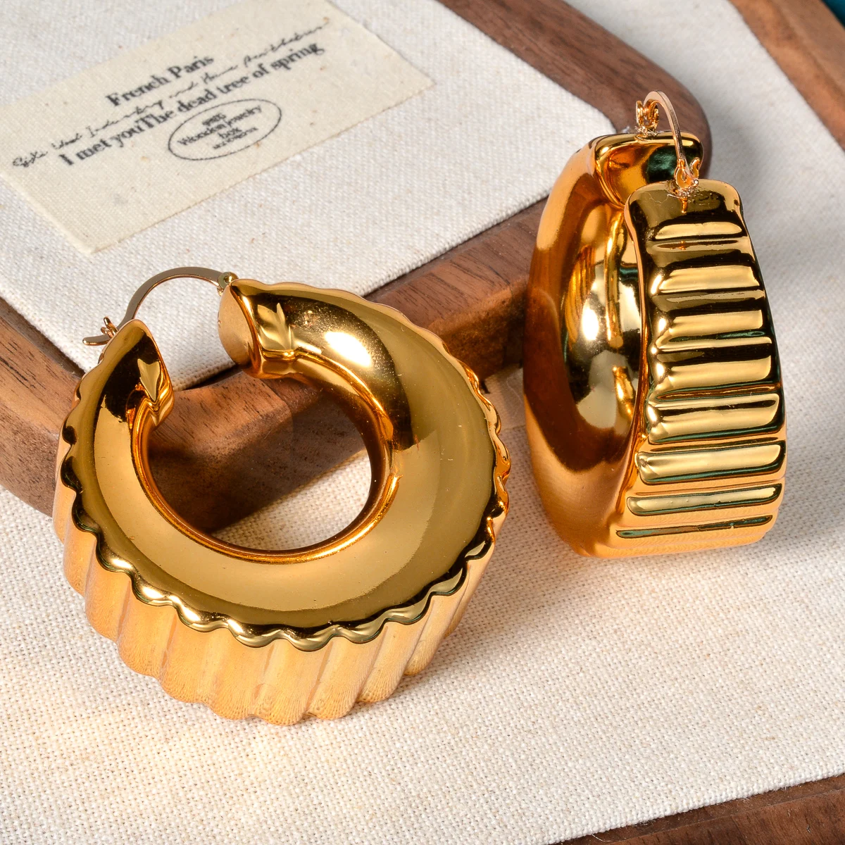 Diana Baby Minimalist Earrings For Women Luxury Earrings Drop Copper U-Grained Vintage Gold Plated Jewelry Party Gifts