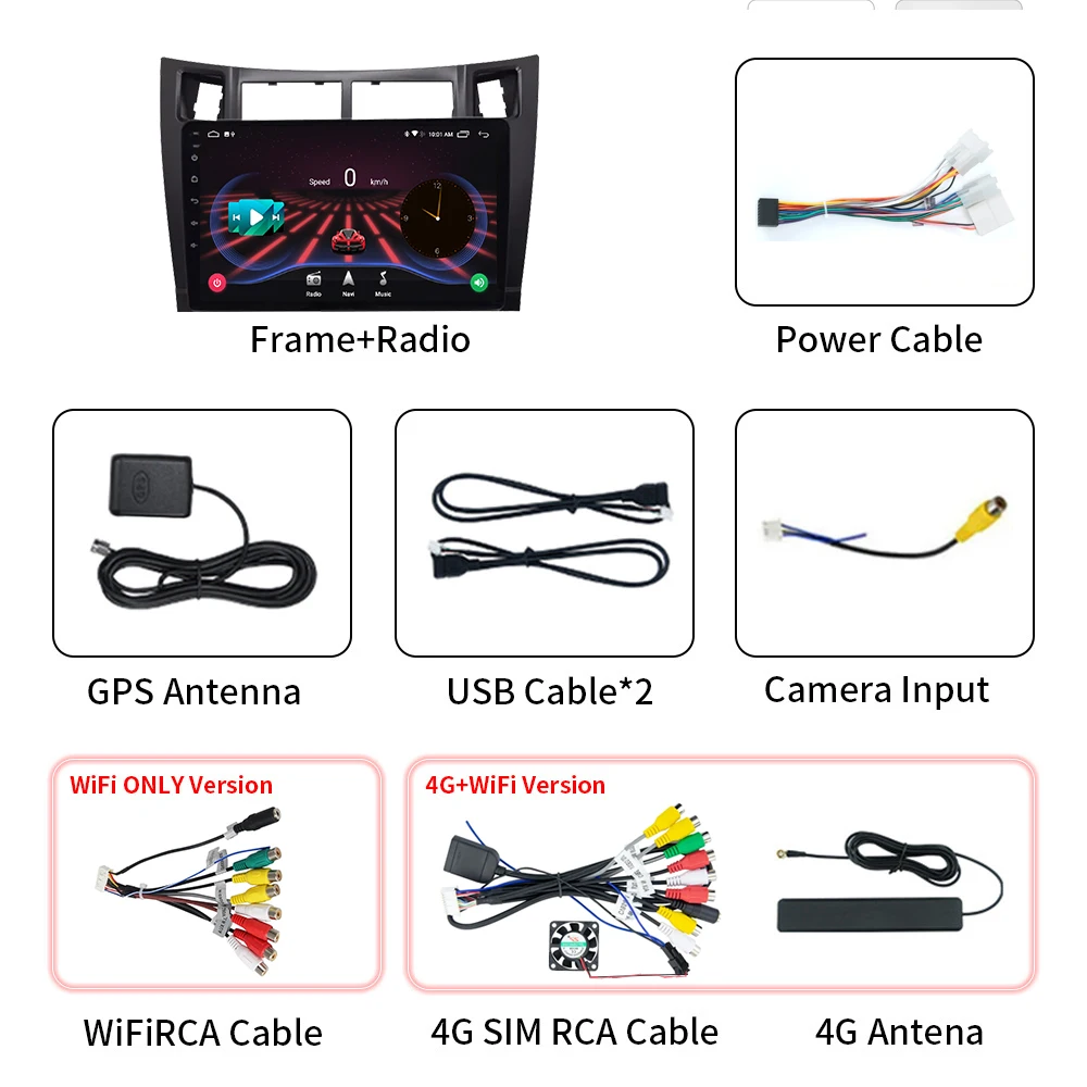 For Toyota Yaris 2005-2012 Android 13 Car Multimedia Player Radio Wireless Carplay 4G GPS 2 Din Head Unit QLED Screen Autoradio