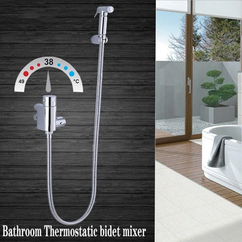 Wall Mounted Thermostatic Bidet Sprayer Set Constant Temperature Toilet Faucet Women Washer Bath Shattaf Sprayer Hygienic Shower