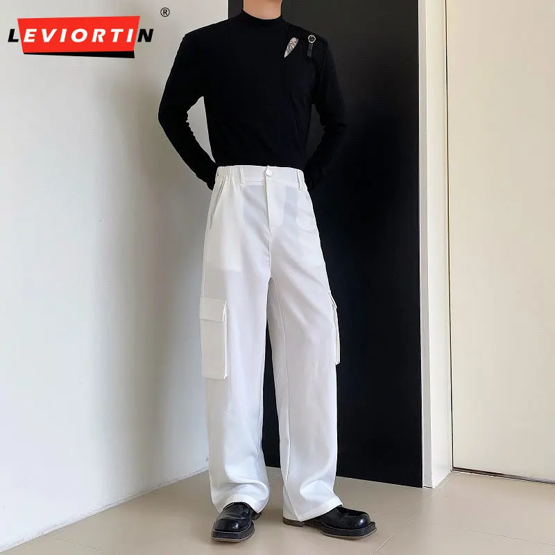 

Men's 2024 Spring and Autumn Season New Loose Slim Fit Slim Straight Tube Pants High Waist White Black Wide Leg Pants M-XL