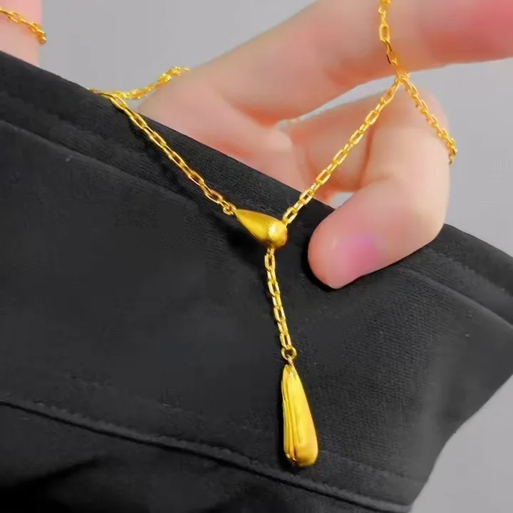 Модное женское ожерелье с каплями воды из 18-каратного золота, подвески для женщин, свадебные, помолвочные, ювелирные изделия, подарки, не выцветают