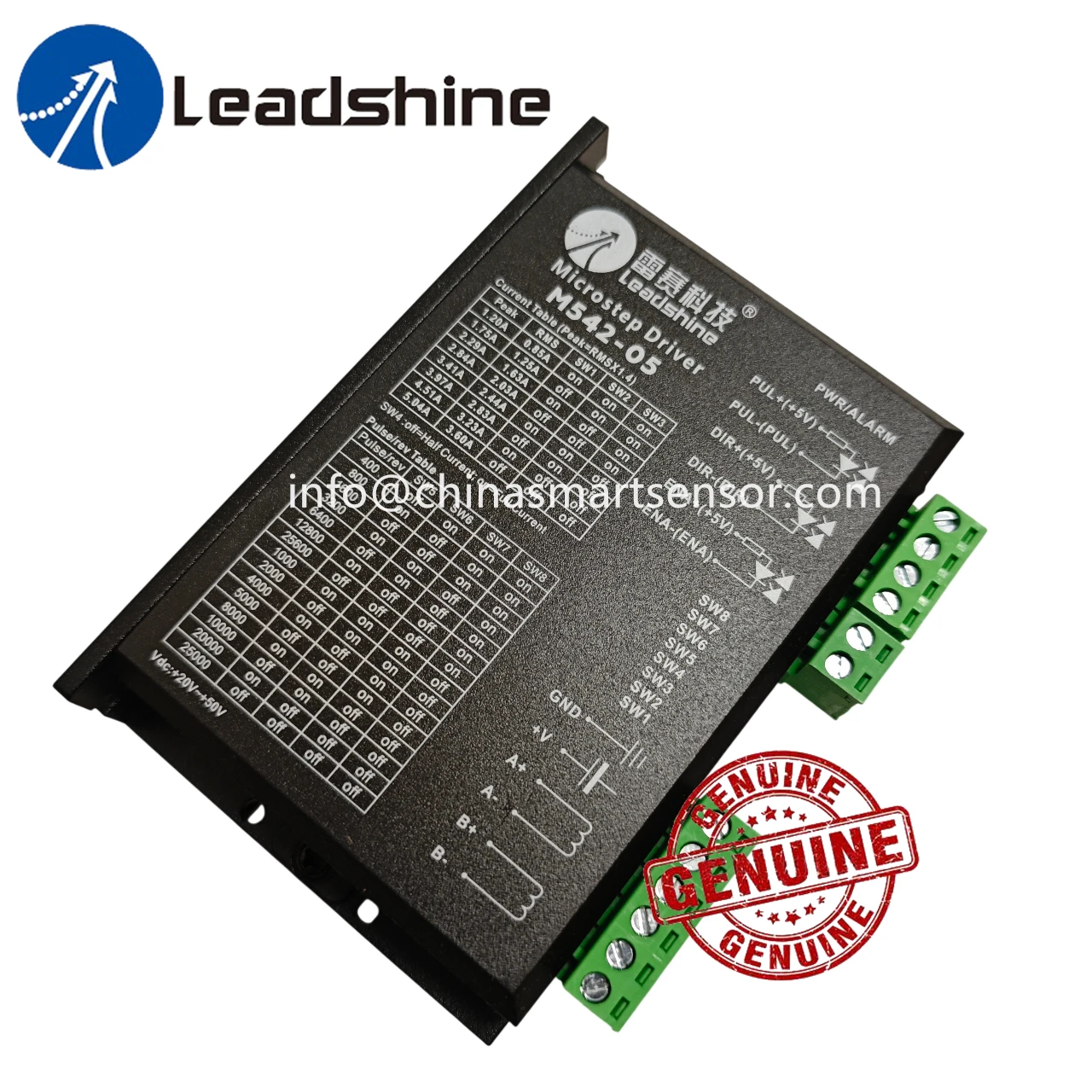 

Leadshine M542-05 2 Phase Stepper Drive with 20 to 50 VDC Voltage and 1.20 to 5.04 A Current Pure Sinusoidal Current Control