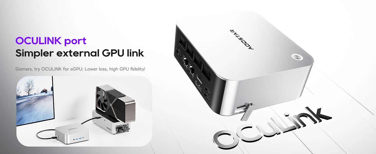 AOOSTAR MACO AMD Ryzen AI 9 HX 470 Powerful AI PC LPDDR5 32GB 3*M.2 2280 SSD USB4 OCulink WIFI7 BT5.4 Mini PC Gaming Computer