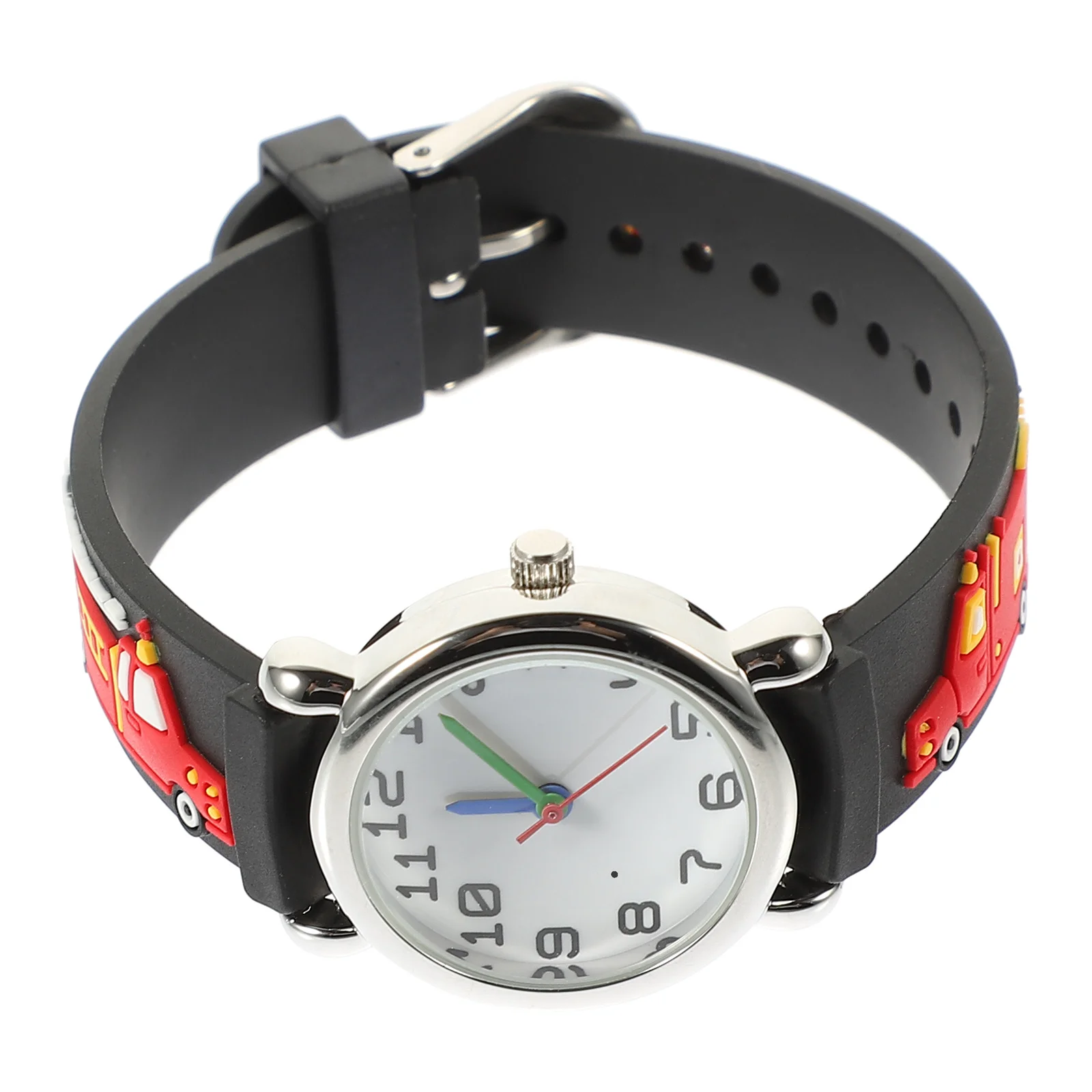 

Wrist Watch Cartoon Fire Fighting Truck Pattern Lightweight Waterproof Silicone Watch Gift for Students