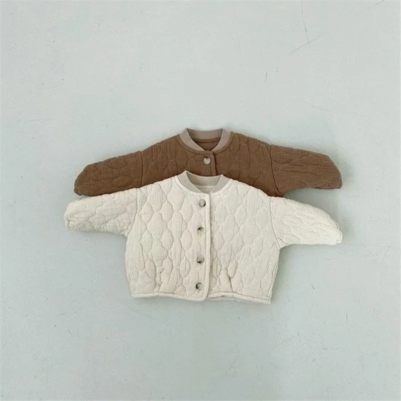 2023 Winter Newborn Baby Coats Jackets Thicken Warm Cotton Toddler Girls Boys Coats Jackets Solid Color Baby Winter Clothes