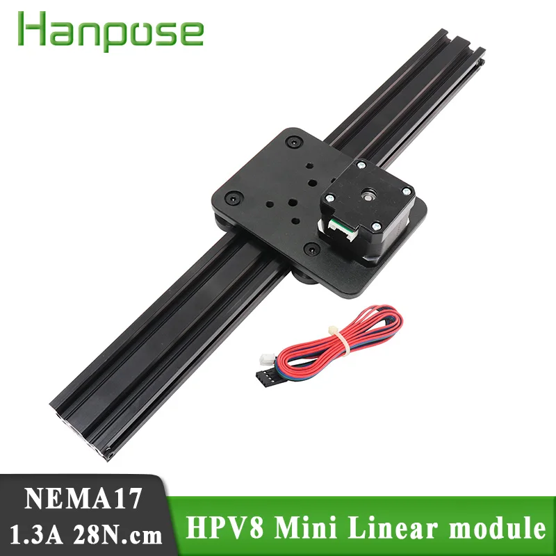 HPV8 Openbuilds Mini Solid V Slot 100-500MM Belt Linear module Pinion Linear Actuator 17HS3401 28N.CM 1.3A NEMA17 stepper motor