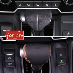 Genuine Leather Car Gear Head Shift Knob Cover Gear Shift Collars for Honda Crv CRV CR-V 2017 - 2021 Accessories