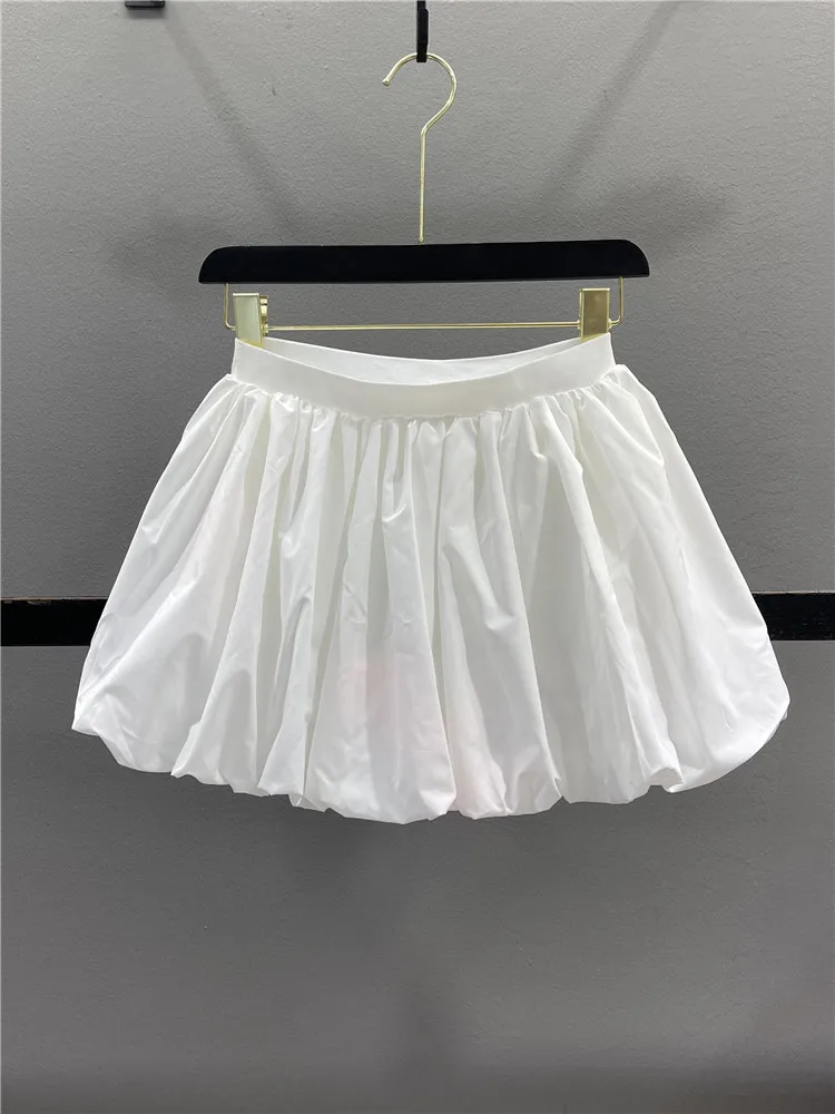 Retro Bloom Half Skirt Women's Casual Elastic Waist Slimming A-Line Puffy Short Skirt Anti-Static with  Standard Fit