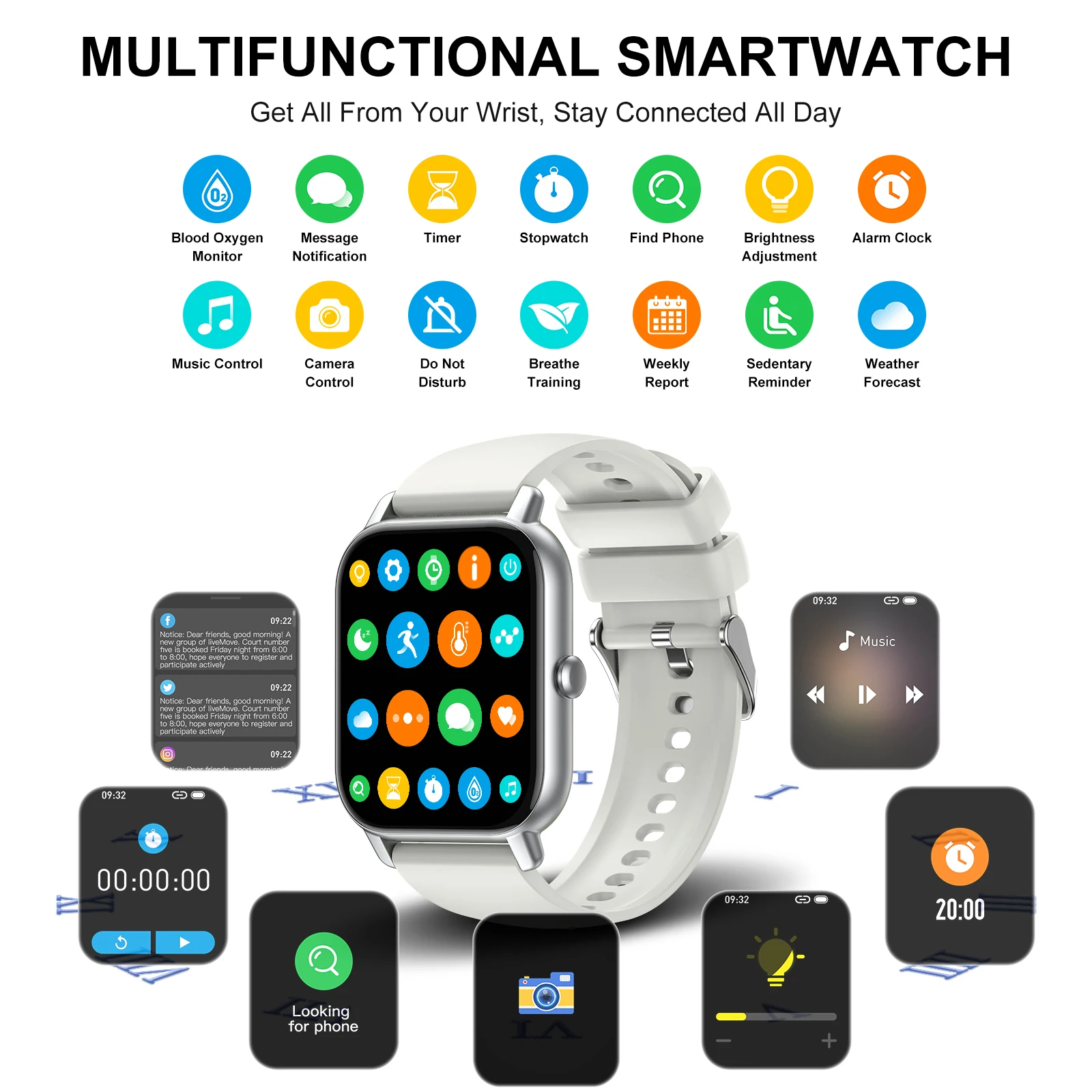 LaNikar 2024 New Smart Watch 1.85" TFT Health Monitoring IP68 Waterproof Bluetooth Call Multifunction Fitness Tracker For ios