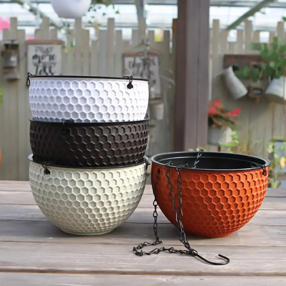 3 Sizes Hanging Honeycomb Flower Pot Hanging Chain Flower Basket Double Layer Plant Pot Self Water Absorption Plant Hanger