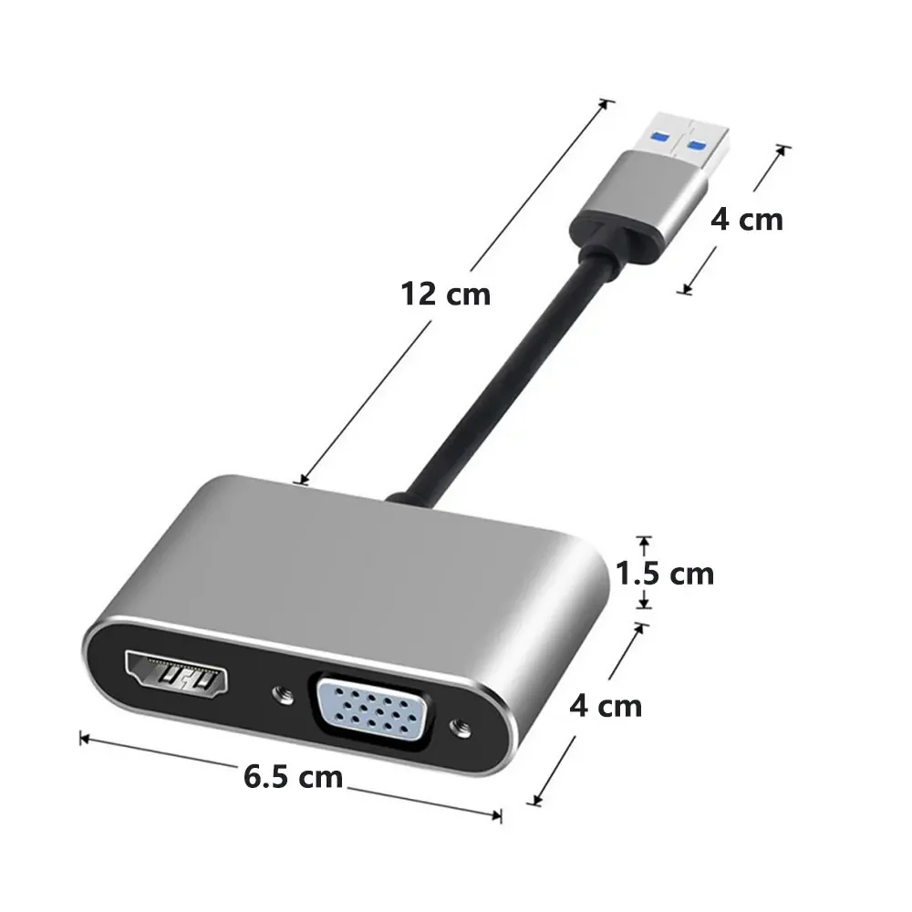 USB To HDMI-Tương Thích VGA 1920*1080P Đầu Ra Kép Đa Màn Hình Chuyển Đổi Cho Hệ Điều Hành Mac OS windows 7/8/10/11 Máy Tính Laptop