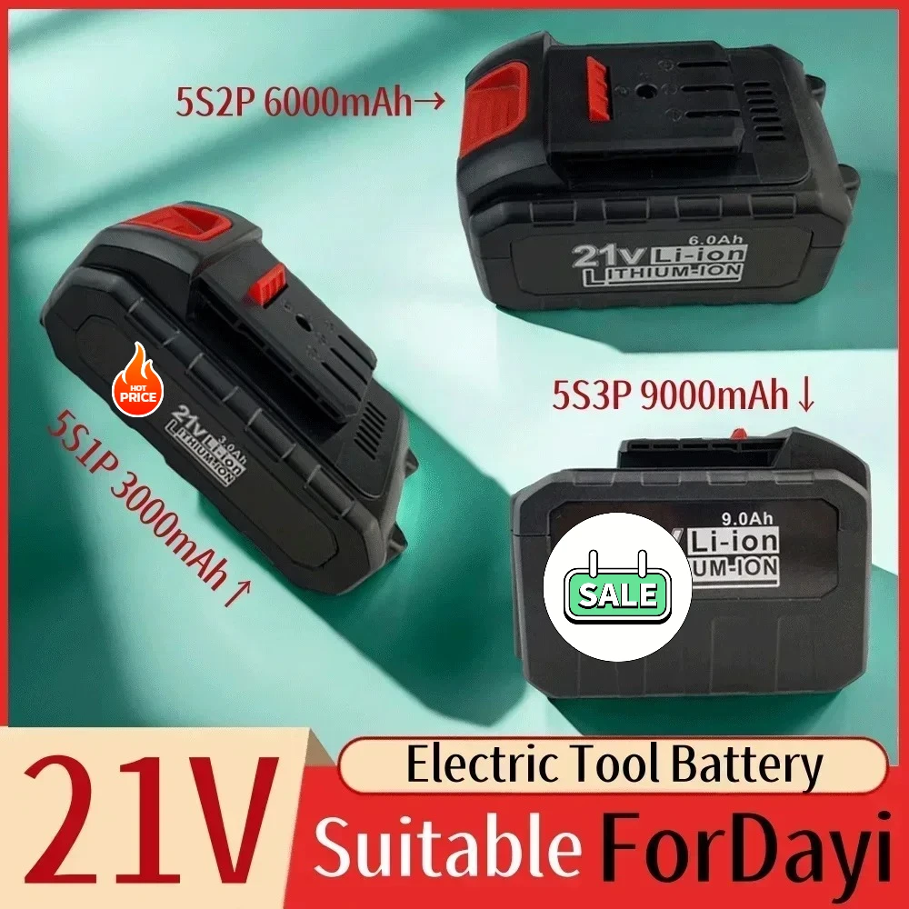 

NEW 21V 3000mAh/6000mAh/9000mAh Rechargeable Lithium Power Tool Battery For Dayi Cordless Electric Wrench Car impact wrench