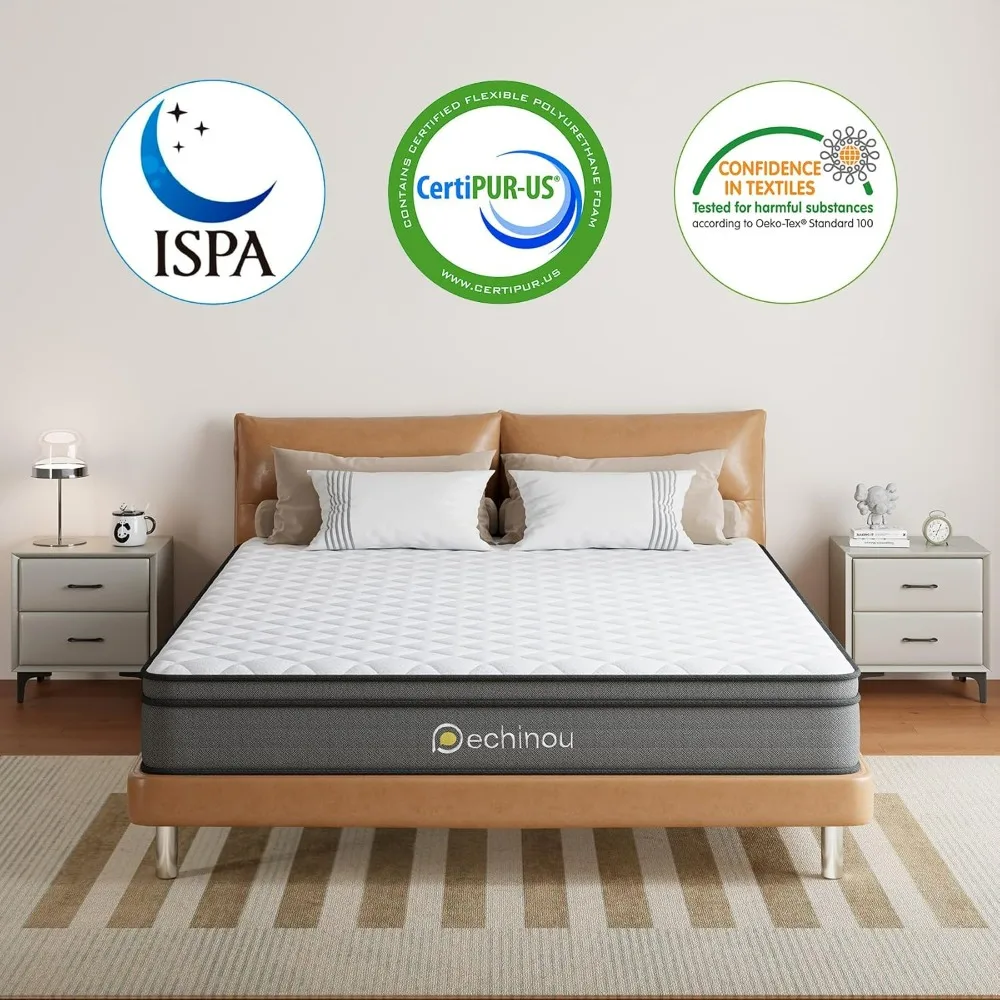 8 INCH Twin Mattress, Twin Size Mattress with Gel Memory and Spring, Soft Hybrid Mattress in A Box for Pressure Relief