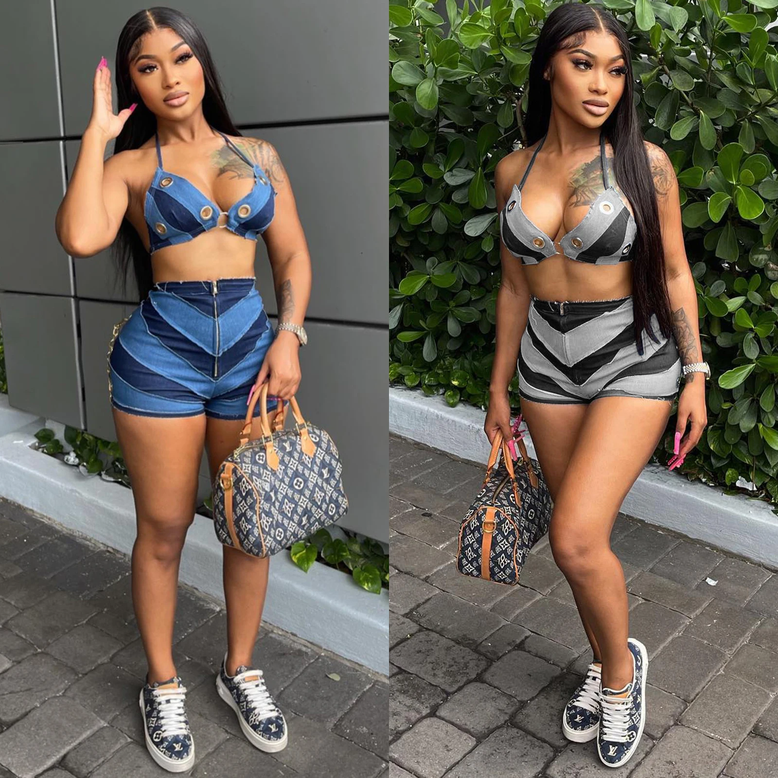 

Women Sexy 2 Piece Matching Pant Set Outfits 2023 Summer Clothes Y2K Biker Shorts Suits Sets Cropped Tops Joggers Tracksuit