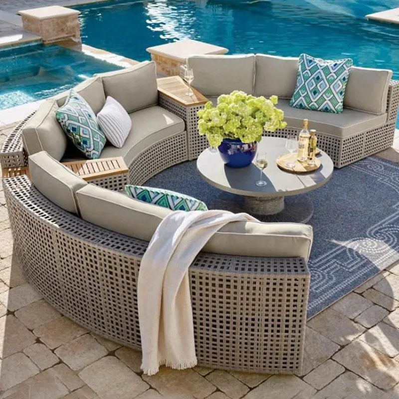 Rattan sofa combination courtyard garden outdoor living room y