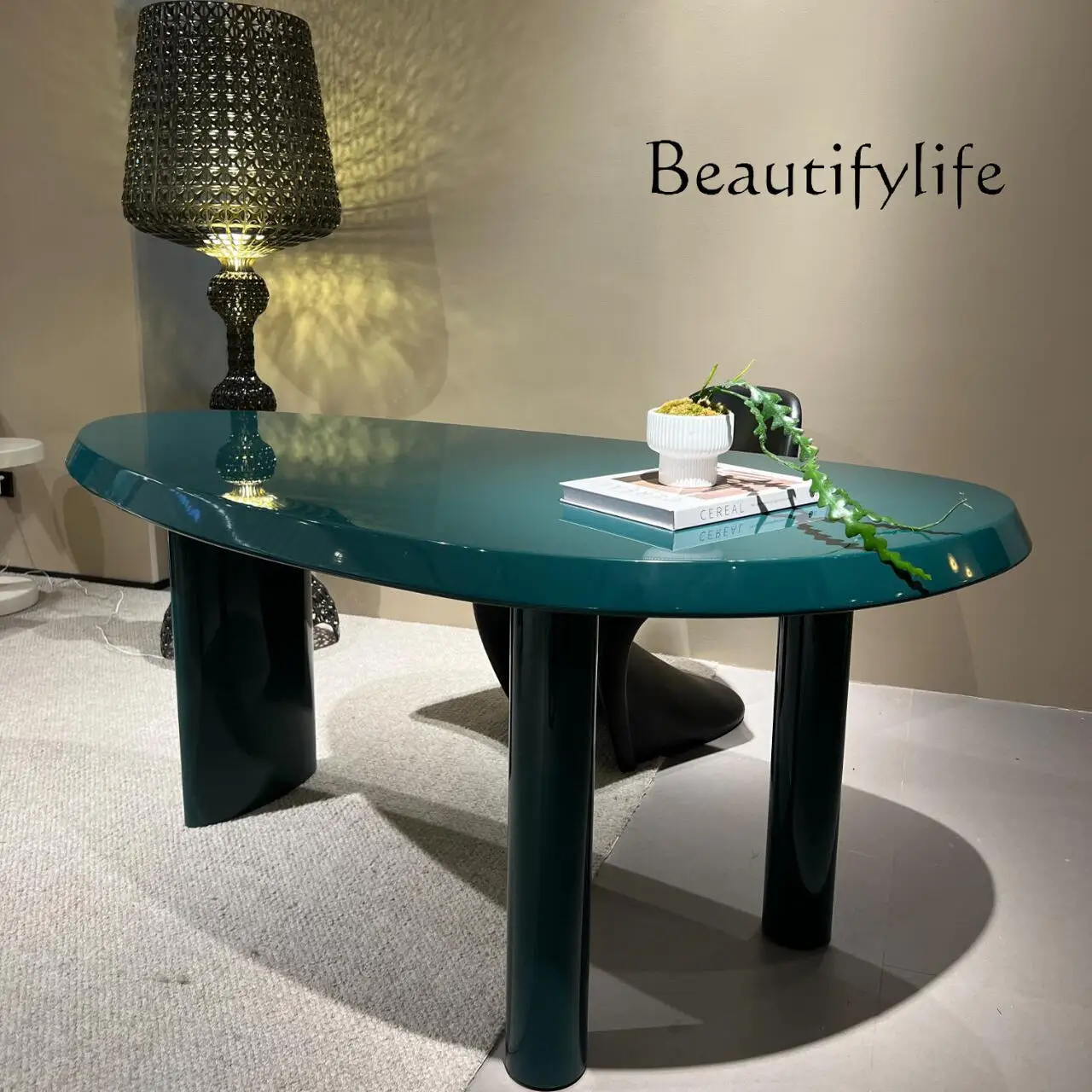 

New Italian light luxury solid wood special-shaped desk high-end designer desk creative art table