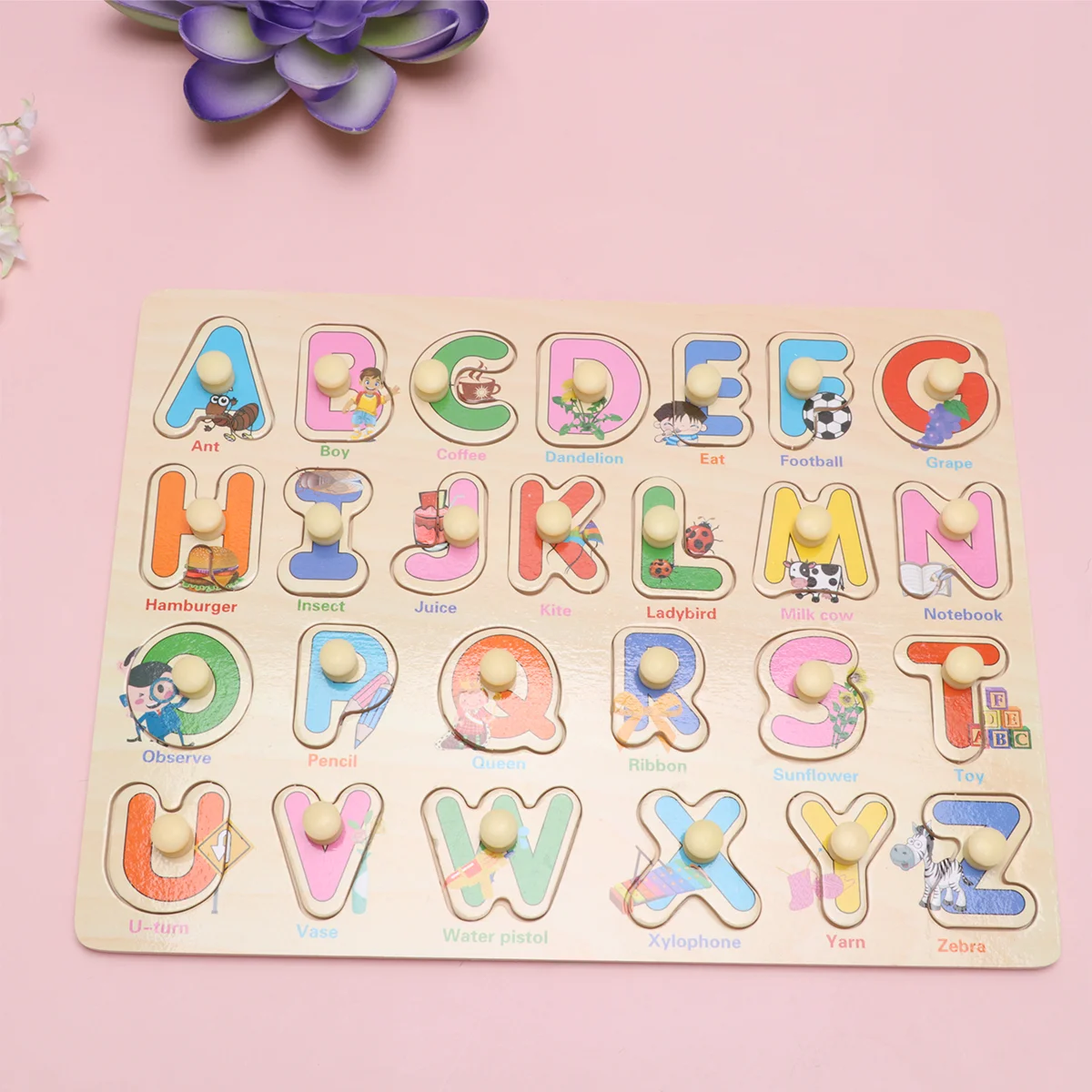 Puzzle Games Wooden Puzzles Alphabet Jigsaw Toddlers Pearlescent for Kids Bamboo Word Child