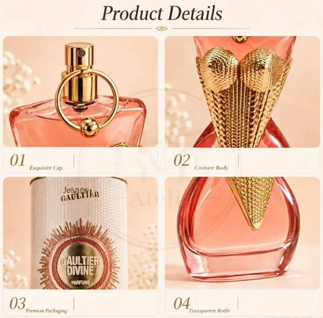 Jean Paul Gaultier Gaultier Divine Couture Sweet and elegant perfume spray, 3.4oz100ml, fruity amber food flavor, charming, lasting fragrance, suitable for many occasions, Valentine's Day Christmas gift choice view 4