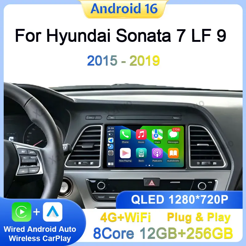 For Hyundai Sonata 7 LF 9  2015-2019 Car Radio DSP Stereo  Intelligent  System  Wireless CarPlay WiFi Touch Screen  Accessories