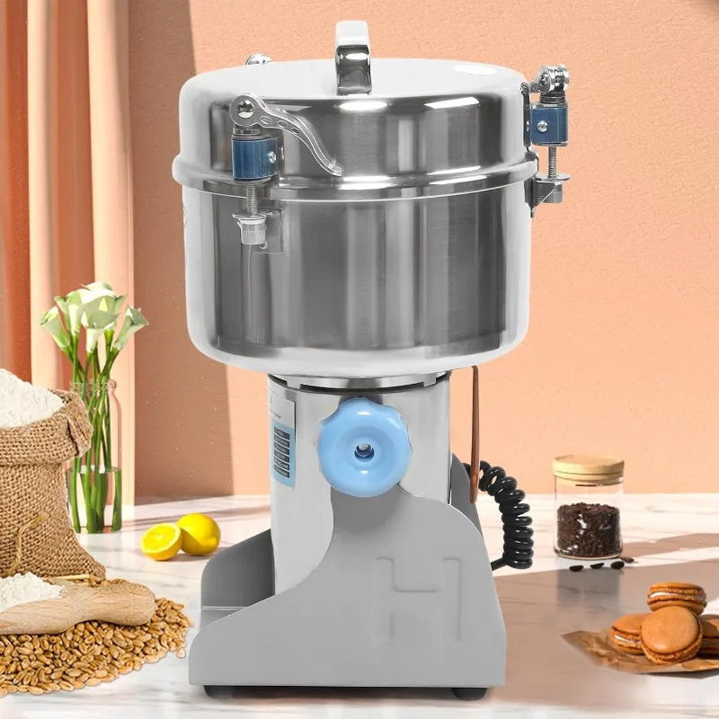 مطحنة كهربائية تجارية، 2000 جرام مطحنة توابل حبوب الأعشاب الكهربائية آلة طحن من الفولاذ المقاوم للصدأ 270 °   نوع التأرجح 60-350 شبكة