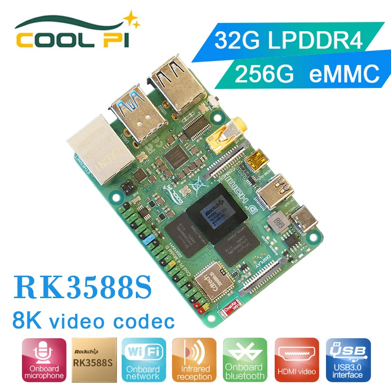 Legal Rockchip Rk3588s Apoia 5.8g 2.4g Wifi Mais bt Gigabit Ethernet Único Computador de Placa com 8-core 64bit Cpu Topos ai Npu o pi