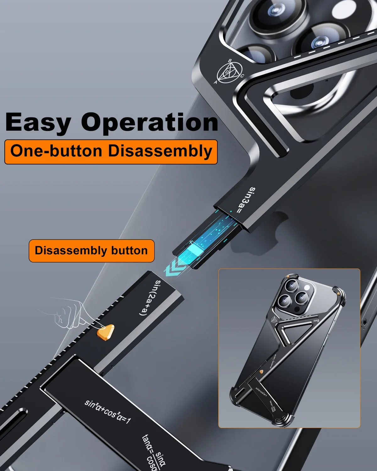 Eary Frameless Phone Case dla iPhone 16 15/14 Pro Max Racetrack Shaped Cool Design Aluminium Matal Bumper Shockproof Phone Cover — zdjęcie produktu 2