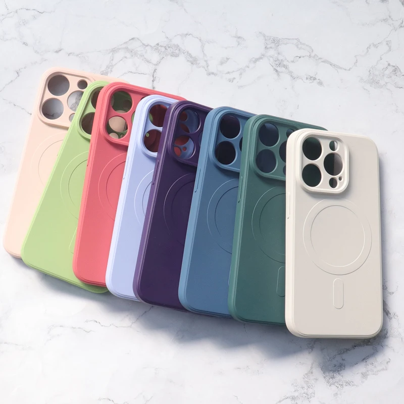 Liquid Magnetic Charging Case For iPhone 16 15 14 13 Pro 12 Mini 11 Pro XS Max XR 7 8 Plus Magsafe Silicone Cover