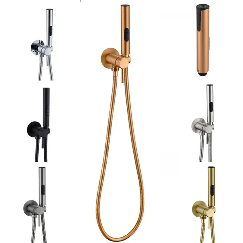 

Brushed Rose Gold Bidet Faucet Handheld Bidet Toilet Sprayer Set Single Cold Water Tap Brass Toilet Faucet Shower Head