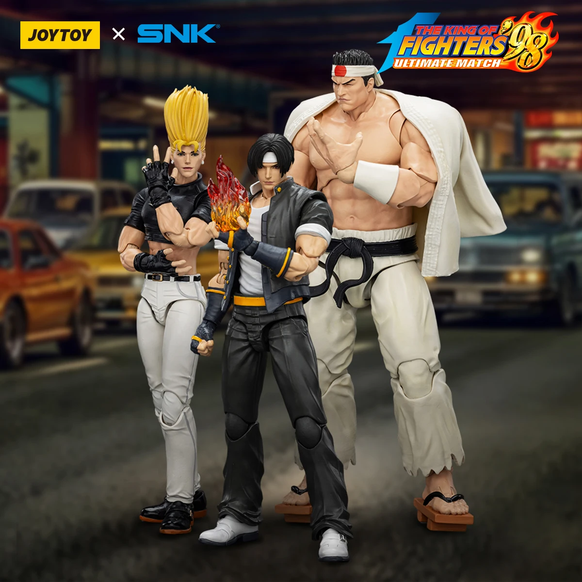 

JOYTOY X SNK KOF 98UM Hero Team Kyo Kusanagi Benimaru Nikaido Goro Daimon Action Figure Model Movable Doll Limit Collection