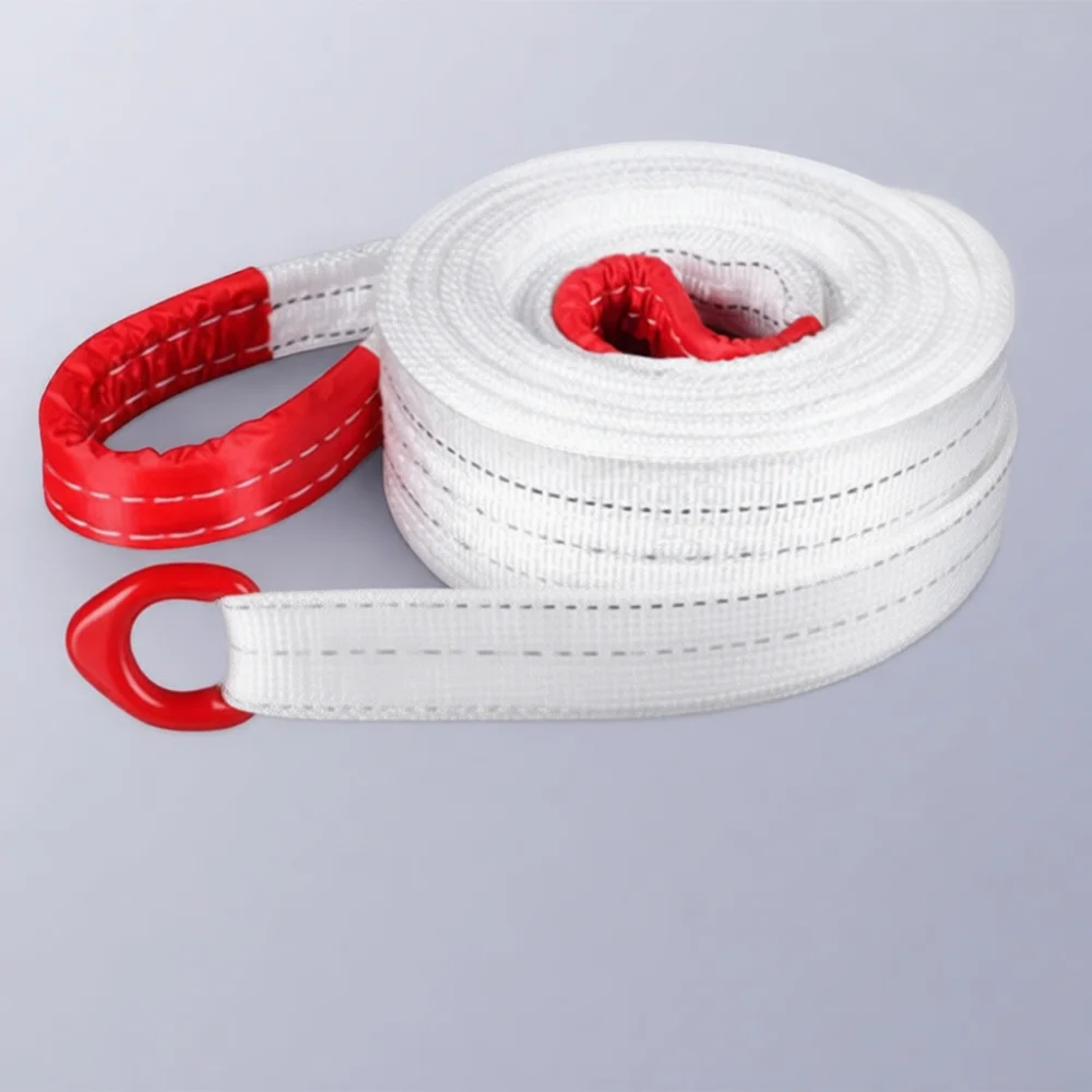 Heavy Duty Flat Lifting Sling Industrial Webbing Crane Strap Polyester Double Eye Loop Rigging Belt For Cargo Handling Construct