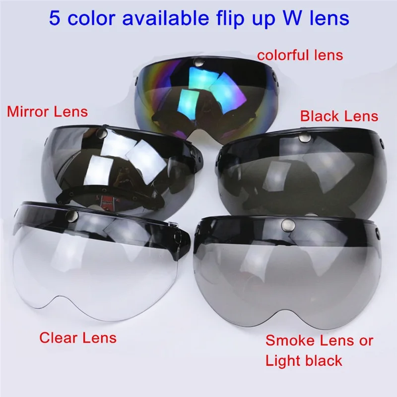 Retro 3-Snap Motorcycle Helmet Face Mask, UV Block High-definition Multi-color Lens