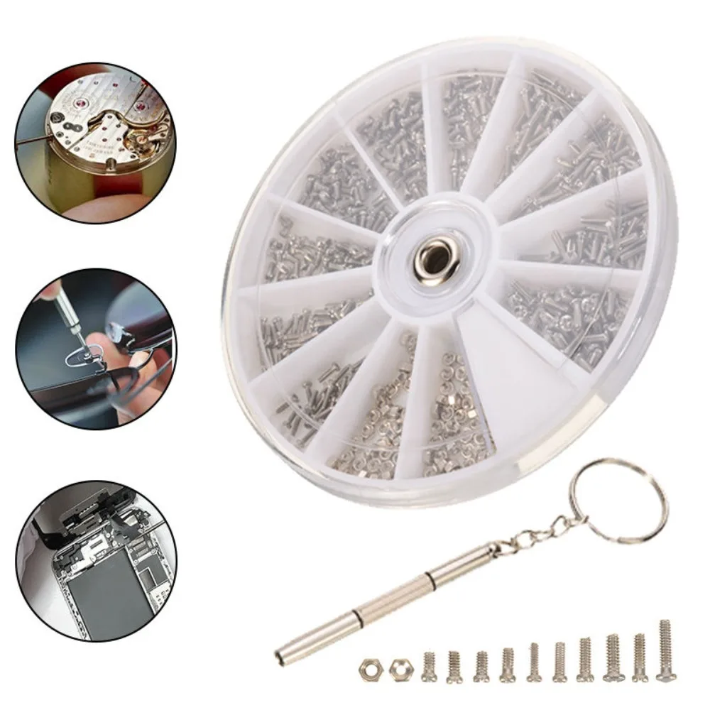 Kit de reparación de gafas de precisión, surtido de tornillos pequeños de acero inoxidable, para reparar piezas faltantes de gafas de sol, relojes, portátiles y electrónicos