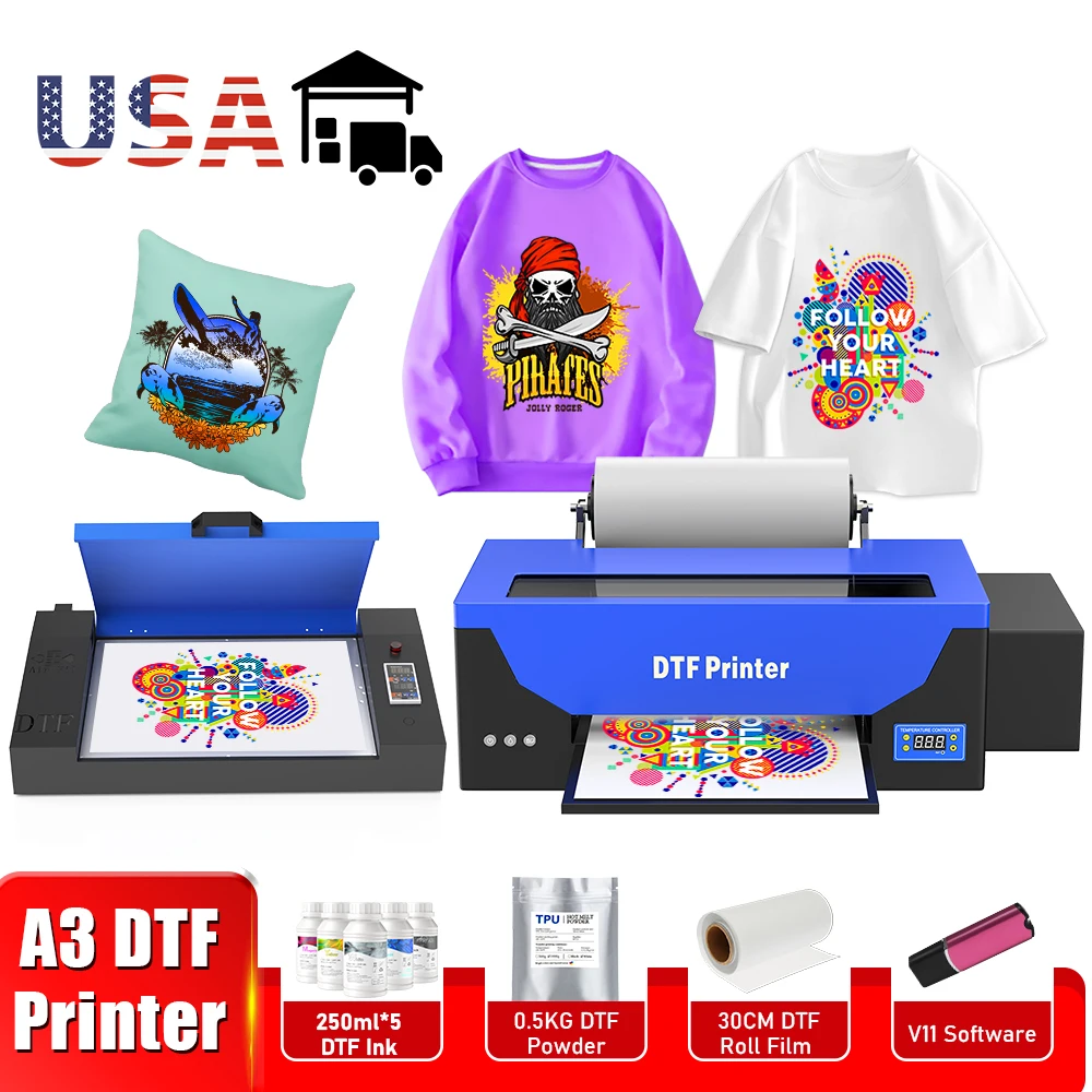 A3 R1390 Dtf Printer Direct To Film Printing Machine A3 With curing oven For T-Shirts Clothes Textile DTF Printer A3 US STOCK