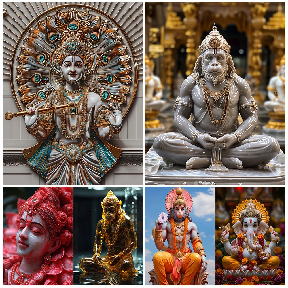 Religion Ganesha Shiva hindouisme Hanuman Kali bouddha photos murales pour salon affiche mur Art toile peinture sans cadre