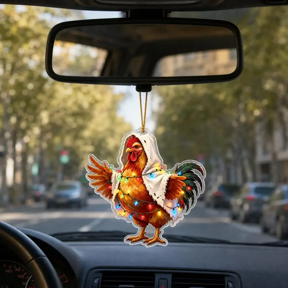 Halloween Cute Animal Acrylic Ornament Blanket Chicken Dog Hanging Pendant Car Interior Mirror Decor Holiday Gift