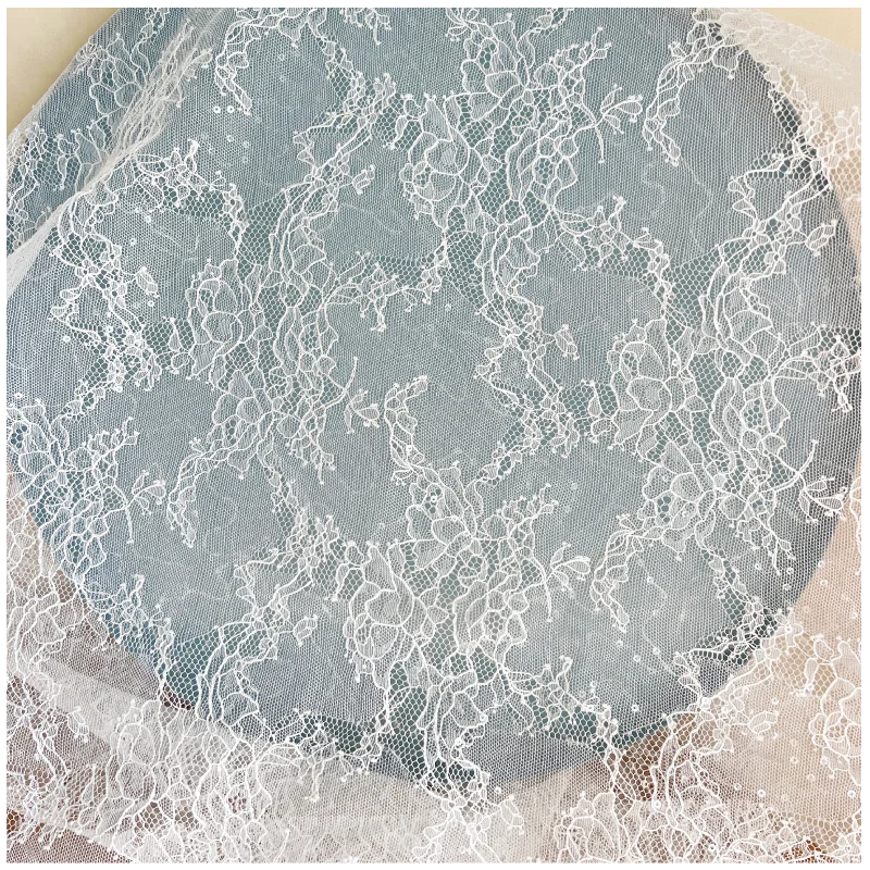 High Quality Off White Color Lace with Small Sequins Shiny Width(Height) 1.5 Meters 2023 NEW
