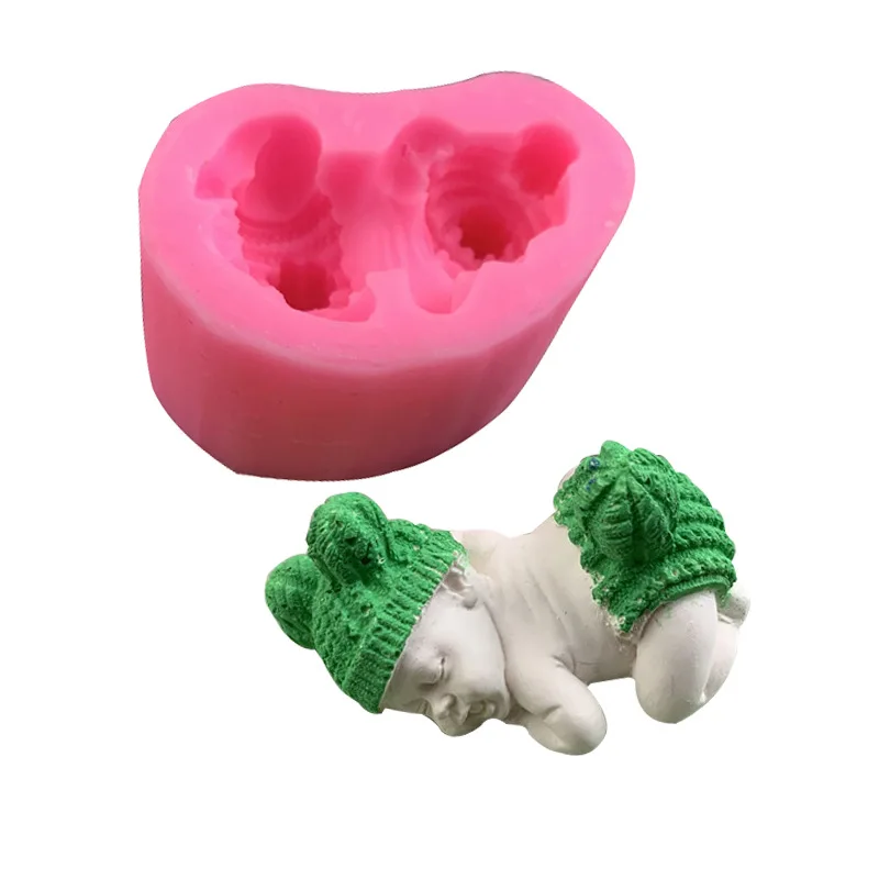 NEW arrrived baby Sleeping soap moldBaby Shaped chocolate Cake Decoration tools Fondant Cake 3D Silicone Mould Food Grade