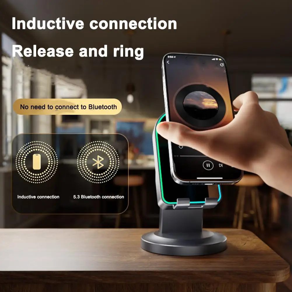 Intelligenter tragbarer Handyhalter, multifunktionaler Desktop-Drei-in-Eins-RGB-Wireless-Bluetooth-Sensor, Lautsprecher, Telefonständer