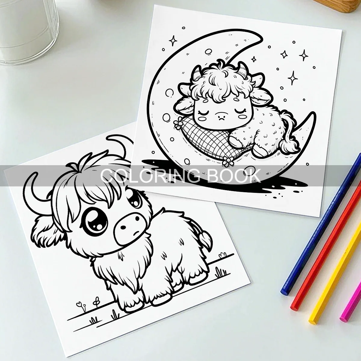 FLORAL HIGHLAND COWS Coloring Book For Adult Children Relieve Stress Kill Time Graffiti Painting Drawing Art Books Perfect Gift