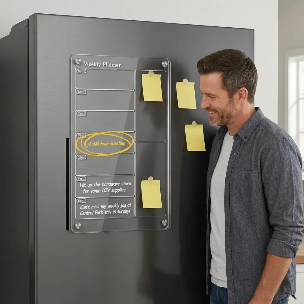 Magnetic Refrigerator Calendar Reusable Whiteboard for Kitchen Acrylic Magnetic Dry Erase Board Calendar Monthly for Events
