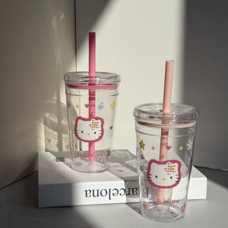 

Kawaii Hello Kitty Water Cup Cute Women's Cartoon High Beauty Portable Student Supplies Desktop Ornament Toy Girl Gift Wholesale