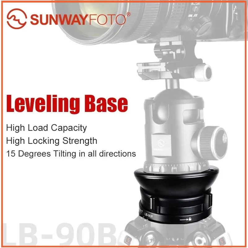 SUNWAYFOTO LB-90B 25kg Leveling Base, 90mm Low-Profile Platform with Butterfly Lock for Tripod Panorama