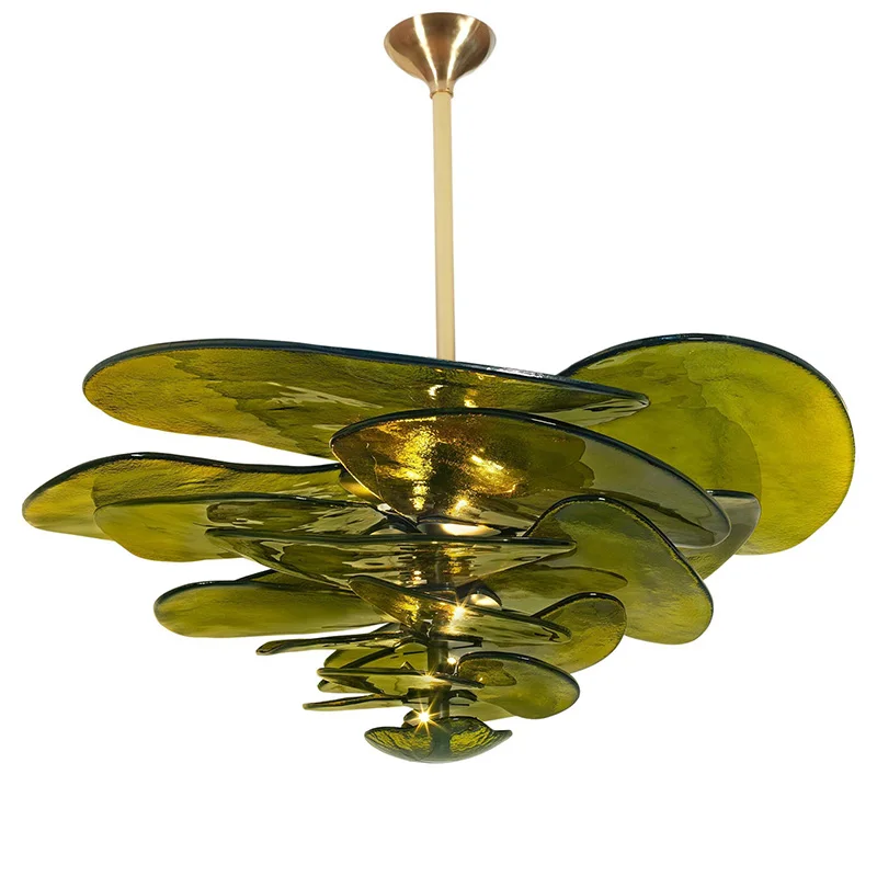 

Italian Designer Vintage Glass Chandelier Green Home Decoration Transparent Hanging Lamps for Ceiling Bedroom Dining Room Lustre